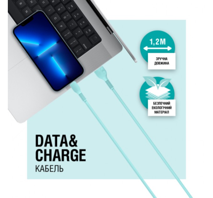 ACCLAB Дата кабель USB 2.0 AM to Lightning 1.2m AL-CBCOLOR-L1MT Mint ACCLAB (1283126518195)