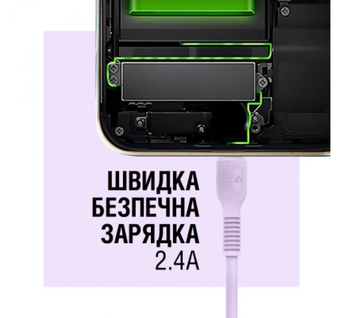 ACCLAB Дата кабель USB 2.0 AM to Lightning 1.2m AL-CBCOLOR-L1PP Purple ACCLAB (1283126518218)