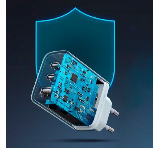 Ugreen Зарядний пристрій Ugreen 3xUSB 65W (2xType-C+USB QC3.0) Fast Charger White CD275 (90496)