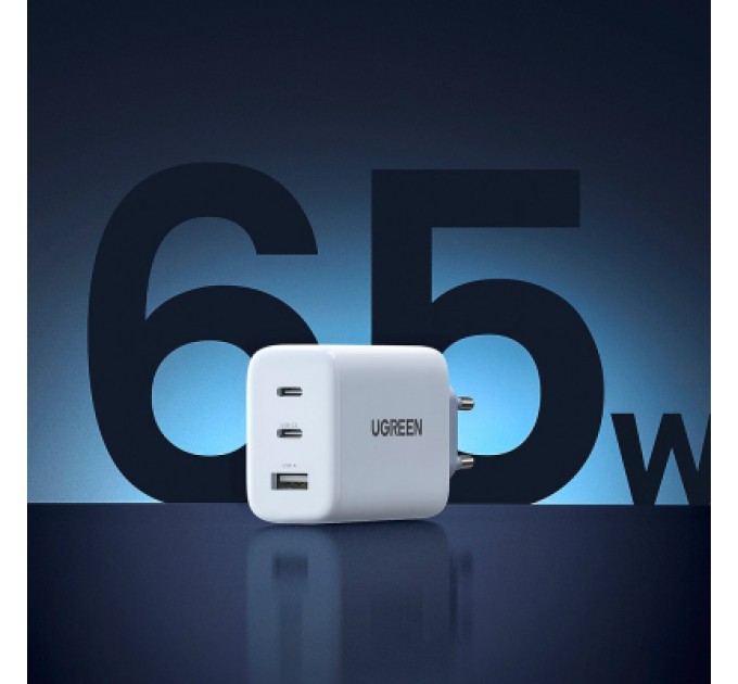 Ugreen Зарядний пристрій Ugreen 3xUSB 65W (2xType-C+USB QC3.0) Fast Charger White CD275 (90496)