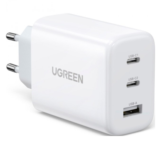 Ugreen Зарядний пристрій Ugreen 3xUSB 65W (2xType-C+USB QC3.0) Fast Charger White CD275 (90496)