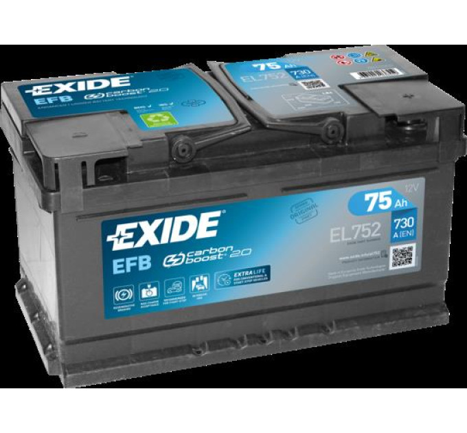 EXIDE Акумулятор автомобільний EXIDE START-STOP EFB 75A (EL752)