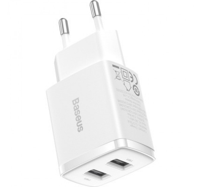 Baseus Зарядний пристрій Baseus Compact Charger 2U White (CCXJ010202)