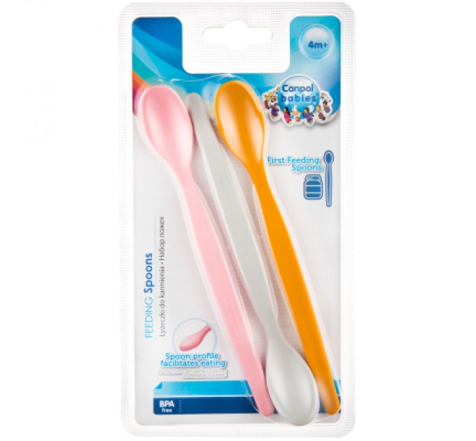 Canpol babies Набір дитячого посуду Canpol babies Перші ложечки для годування 3 шт рожеві (31/419_pin)