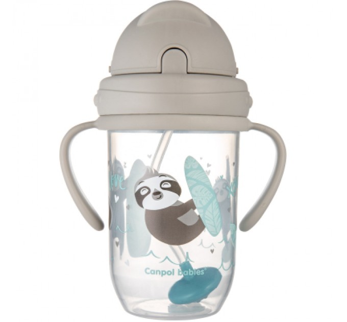 Canpol babies Поїльник-непроливайка Canpol babies Exotic Animals з трубочкою і обтяжувачем 270 мл Сіра (56/606_grey)
