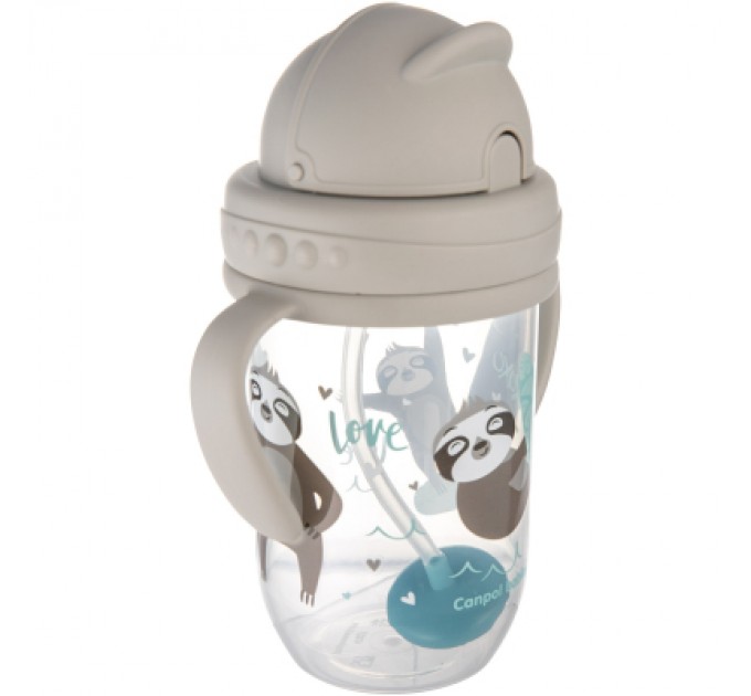 Canpol babies Поїльник-непроливайка Canpol babies Exotic Animals з трубочкою і обтяжувачем 270 мл Сіра (56/606_grey)