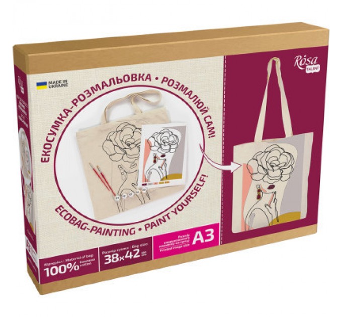 Rosa Набір для творчості Rosa Talent екосумка-розмальовка, Floral Girl А3 38х42см (4823098541202)