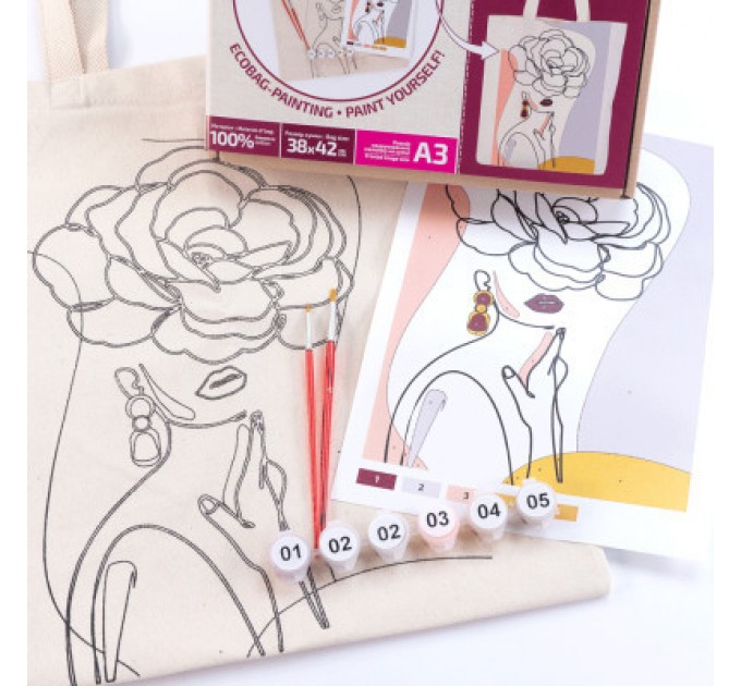 Rosa Набір для творчості Rosa Talent екосумка-розмальовка, Floral Girl А3 38х42см (4823098541202)