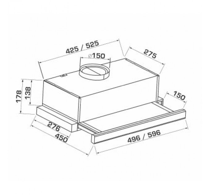 GRANADO Витяжка кухонна GRANADO Telde 603-700 inox black glass (GCH16371)