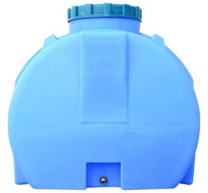 Пласт Бак Ємність для води Пласт Бак горизонтальна харчова 750 л синя (12466)