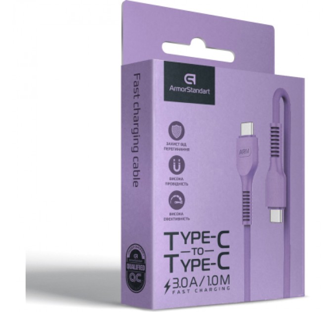 Armorstandart Дата кабель USB-C to USB-C 1.0m AR88 3A purple Armorstandart (ARM65291)