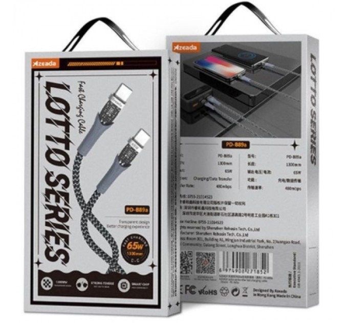 Proda Дата кабель USB-C to USB-C 1.3m Lotto PD-B89CC Black Proda (PD-B89 (C-C)-BK)