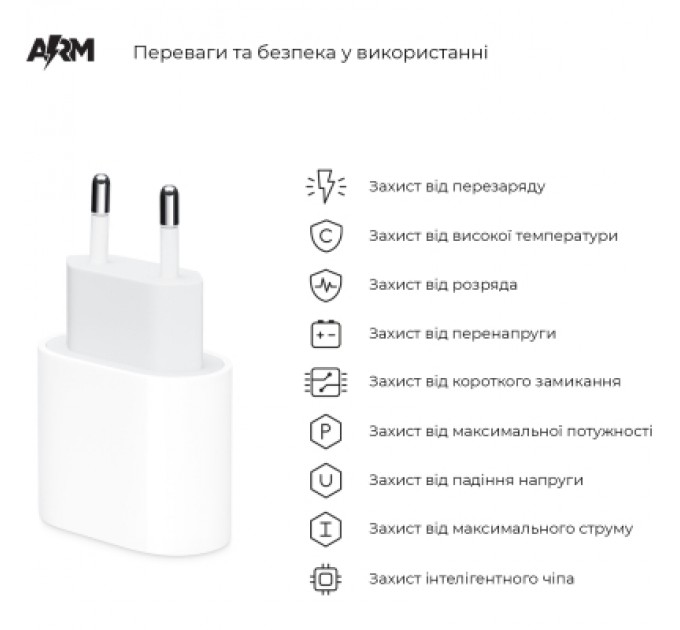 Armorstandart Зарядний пристрій Armorstandart AMHJ83 20W USB-C Power Adapter White (ARM58528)