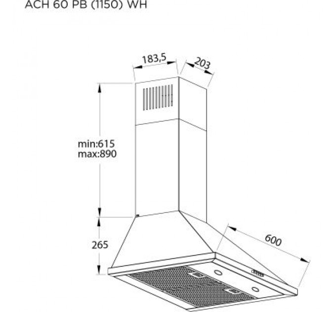 Pyramida Витяжка кухонна Pyramida ACH 60 PB (1150) WH