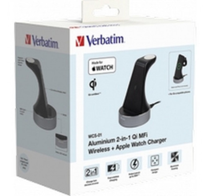 Verbatim Зарядний пристрій Verbatim 2in1 Apple Watch and iPhone Charging Stand (49555)