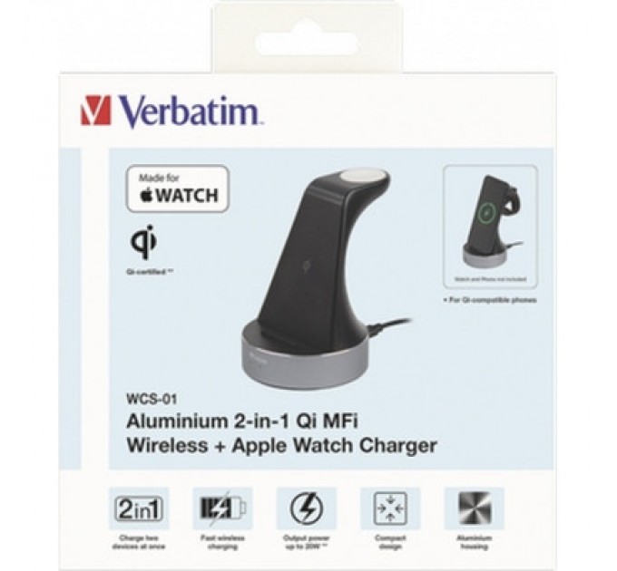 Verbatim Зарядний пристрій Verbatim 2in1 Apple Watch and iPhone Charging Stand (49555)