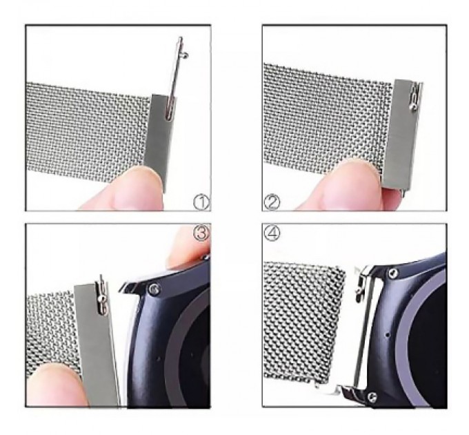 BeCover Ремінець до смарт-годинника BeCover Milanese Style для Samsung Galaxy (20mm)/Watch 5/ Watch 4.../Gear S2 Classic/Gear Sport Silver (707675)