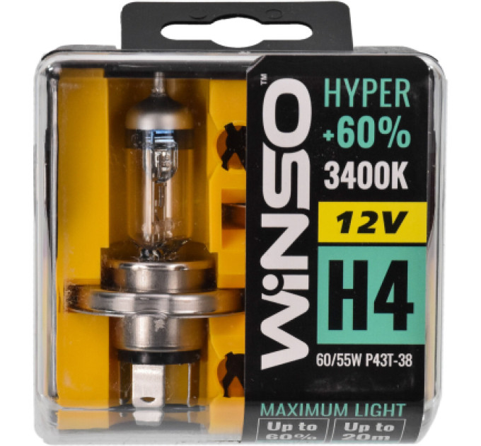 WINSO Автолампа WINSO H4 HYPER +60 60/55W (712430)