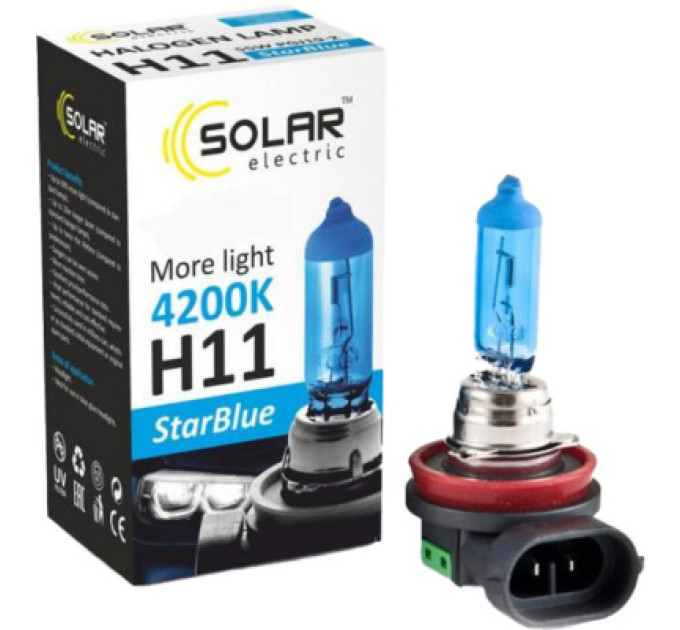 SOLAR Автолампа SOLAR H11 12V 55W PGJ19-2 StarBlue 4200K (1281)