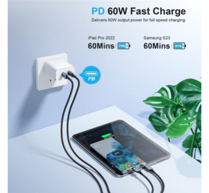 Choetech Дата кабель USB-C to USB-C 1.2m USB 2.0 60W Choetech (XCC-1014-BK)