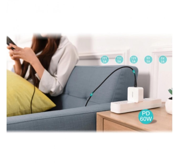 Choetech Дата кабель USB-C to USB-C 1.2m USB 2.0 60W Choetech (XCC-1003)