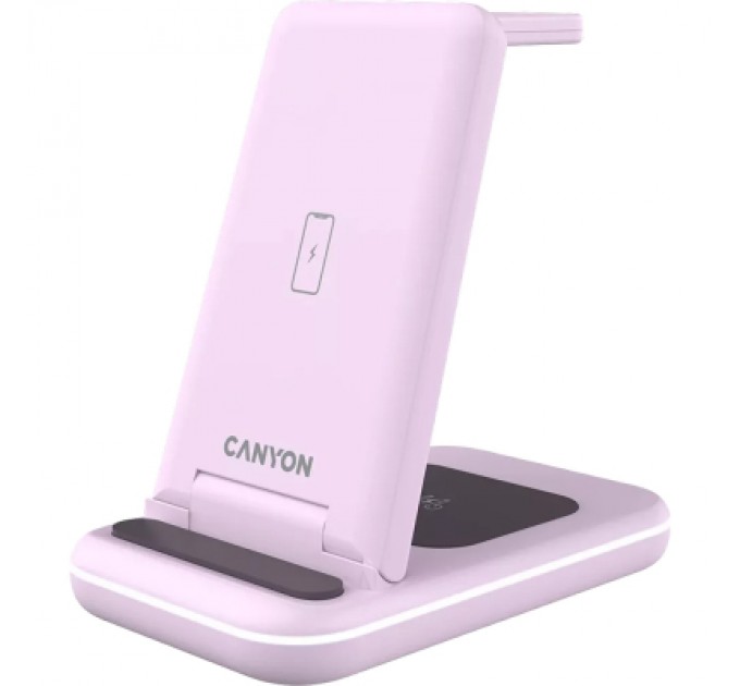 Canyon Зарядний пристрій Canyon WS-304 Foldable 3in1 Wireless charger Iced Pink (CNS-WCS304IP)