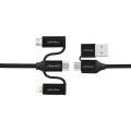 Promate Кабель Promate USB + USB Type-C -  Lightning + micro USB + USB Type-C (M/M), 3 A, 60 W, 1.2 м, PentaPower Black (pentapower.black)