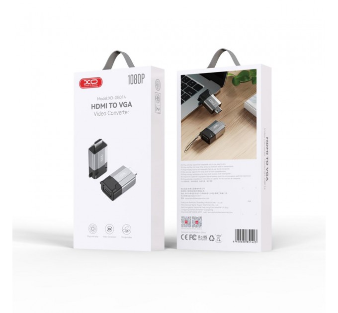 XO Адаптер XO HDMI - VGA (M/F), Black/Grey (GB014-HDMIVGA.tranish)