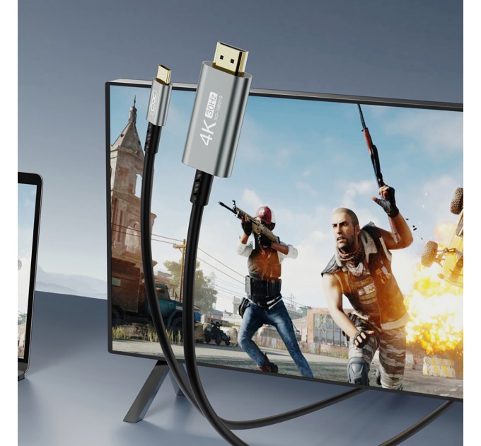 XO Кабель XO HDMI V 1.4 - USB Type-C (M/M), 1.8 м, Black (GB019-CHDMI.tranish)