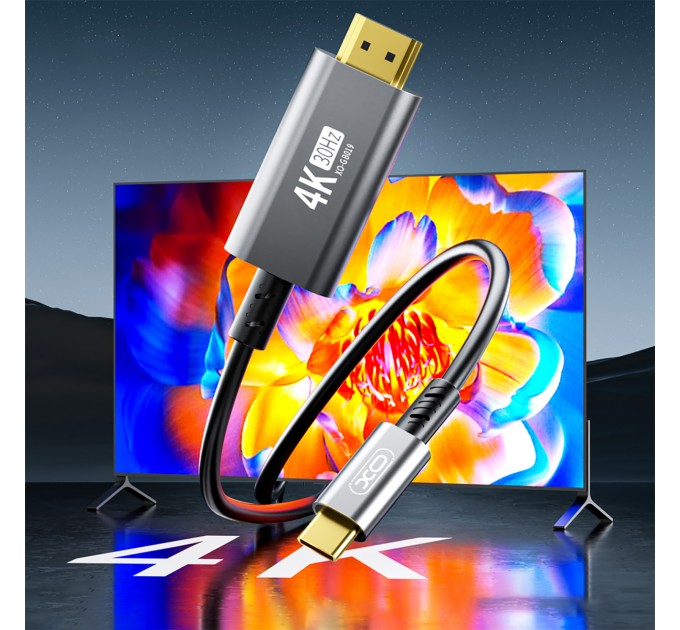 XO Кабель XO HDMI V 1.4 - USB Type-C (M/M), 1.8 м, Black (GB019-CHDMI.tranish)