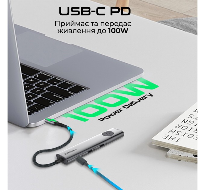 Promate USB-хаб Promate ComandHub-Lite USB Type-C Grey