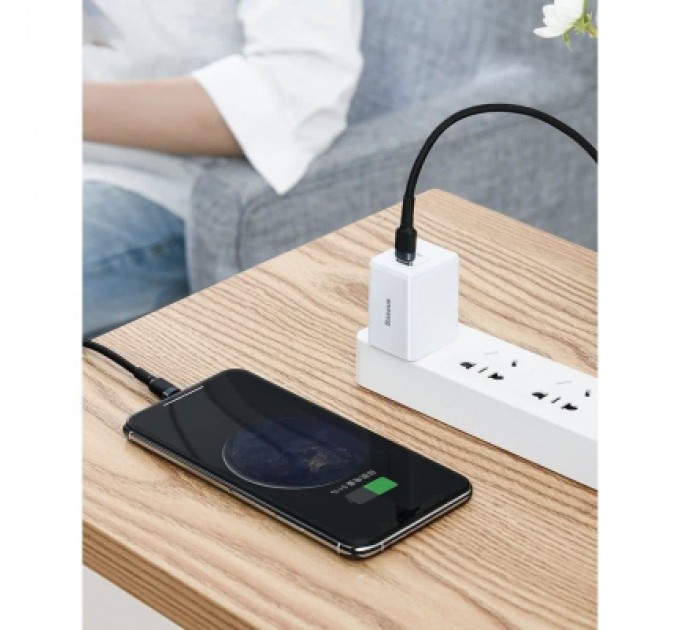 Baseus Дата кабель USB-C to Lightning 1.0m 18W 2.1A Cafule Black-Grey Baseus (CATLKLF-G1)