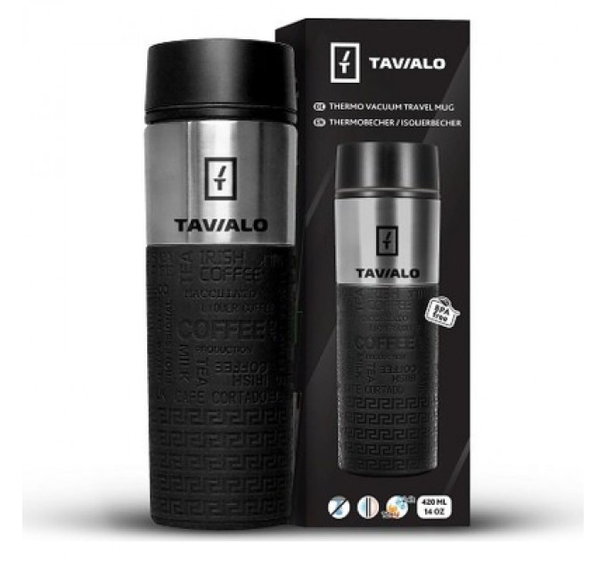 Tavialo Термокружка Tavialo + 2 ущільнювальних кільця 420 мл Чорний (190420101)