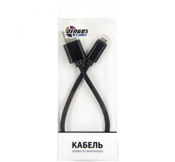 Dengos Дата кабель USB 2.0 AM to Lightning 0.2m black Dengos (NTK-L-SHRT-BLACK)