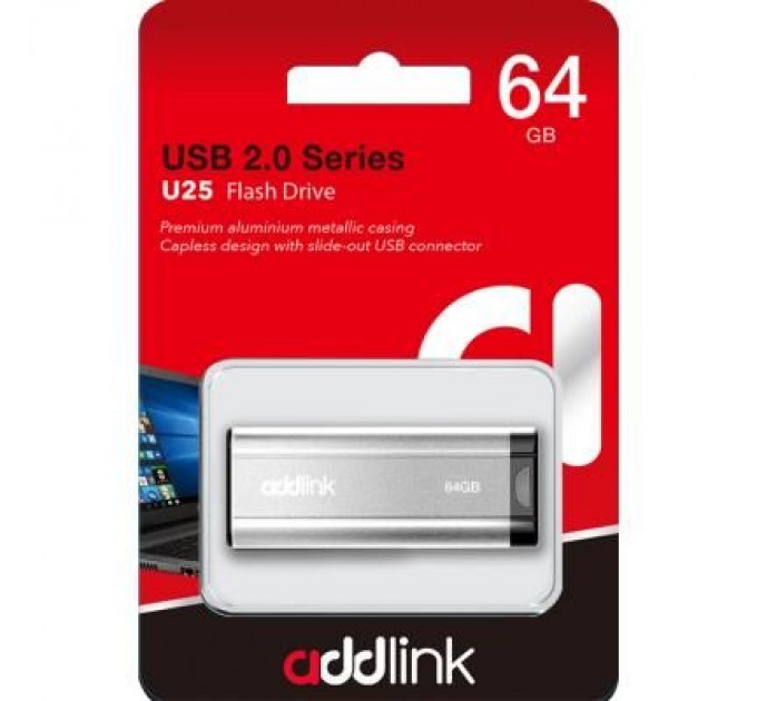 AddLink USB флеш накопичувач AddLink 64GB U25 Silver USB 2.0 (ad64GBU25S2)