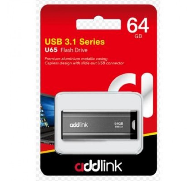 AddLink USB флеш накопичувач AddLink 64GB U65 Gray USB 3.1 (ad64GBU65G3)