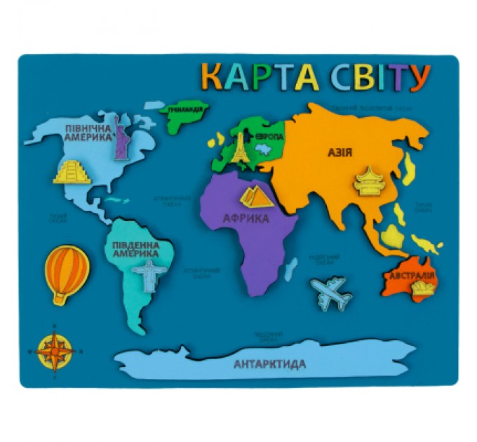 Rosa Набір для творчості Rosa Talent Карта світу 3D, МДФ, 24,5 х 18,5 см (4823098540021)