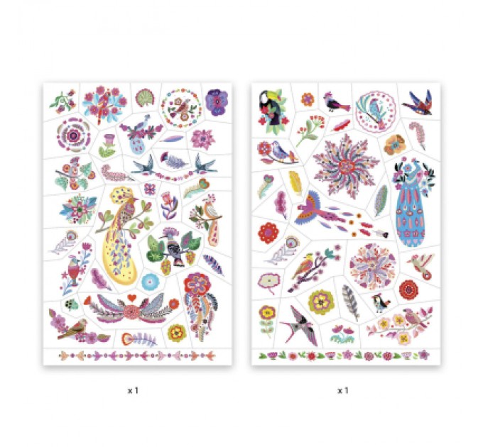 Djeco Набір для творчості Djeco Яскраві пташки наклейки на тіло (DJ09615)