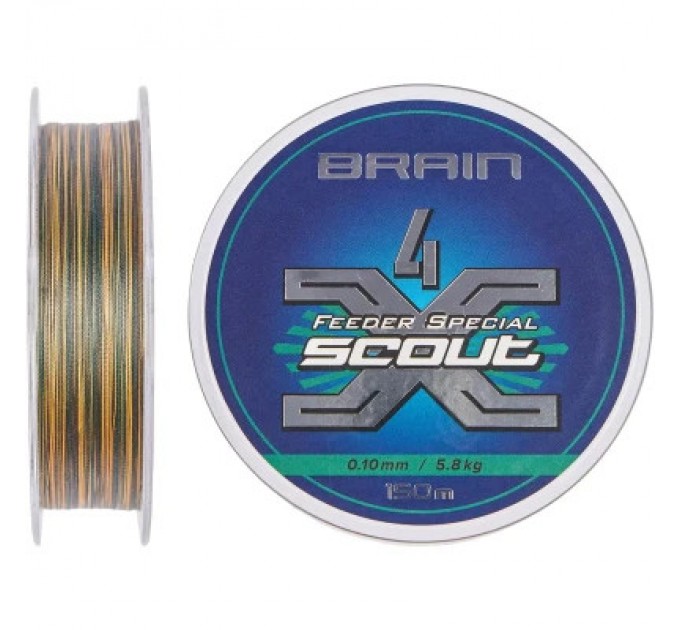 Brain Шнур Brain Scout 4X 150m (camo) 0.148mm 8.6kg (1858.54.82)