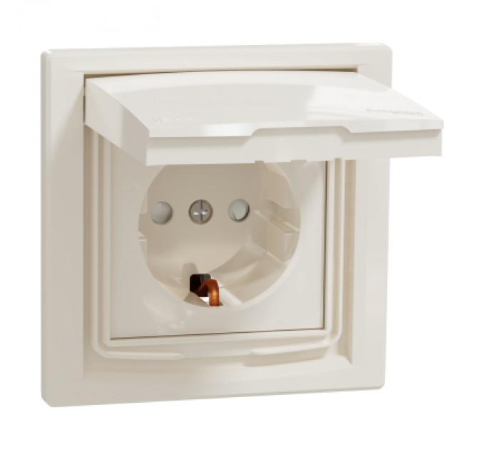Schneider Electric Розетка Schneider Electric ASFORA з кришкою IP44, крем (EPH3100323)