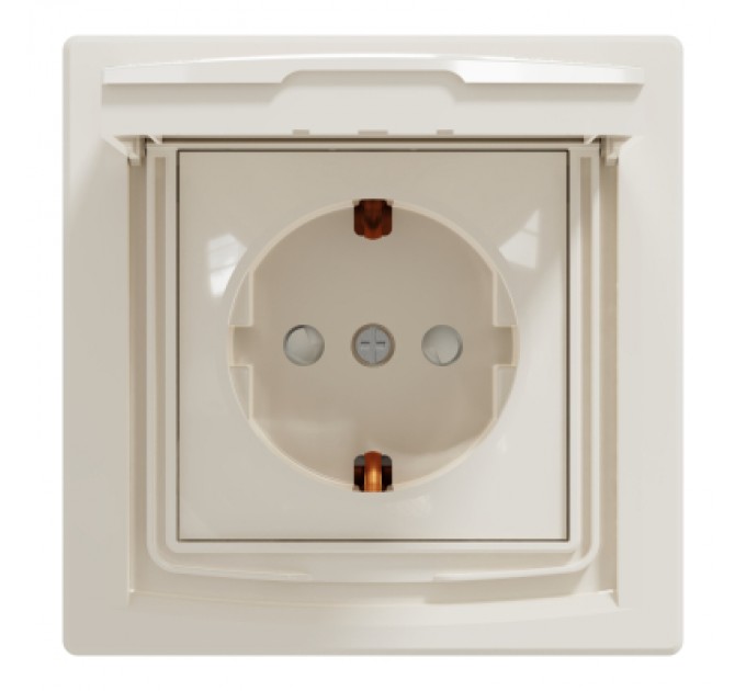 Schneider Electric Розетка Schneider Electric ASFORA з кришкою IP44, крем (EPH3100323)
