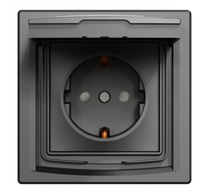 Schneider Electric Розетка Schneider Electric ASFORA з кришкою, IP44, антрацит (EPH3100371)