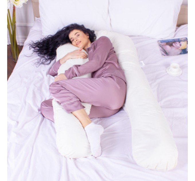 MirSon Подушка MirSon для вагітних і відпочинку Eco Line №8015 U-подібна Creamy (2200006178392)