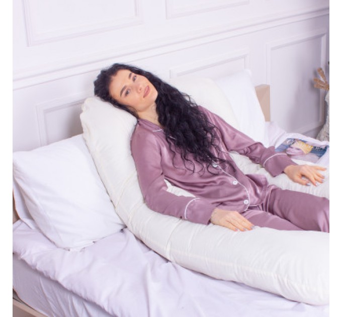 MirSon Подушка MirSon для вагітних і відпочинку Eco Line №8015 U-подібна Creamy (2200006178392)