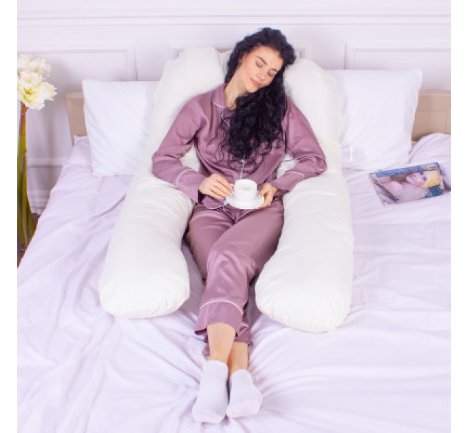 MirSon Подушка MirSon для вагітних і відпочинку Eco Line №8015 U-подібна Creamy (2200006178392)