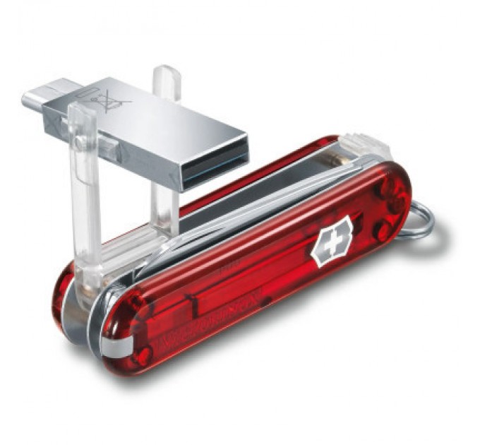 Victorinox Ніж Victorinox VictorinoxWor 58 мм Прозорий червоний USB 3.0/3.1 32 Gb (4.6235.TG32B1)
