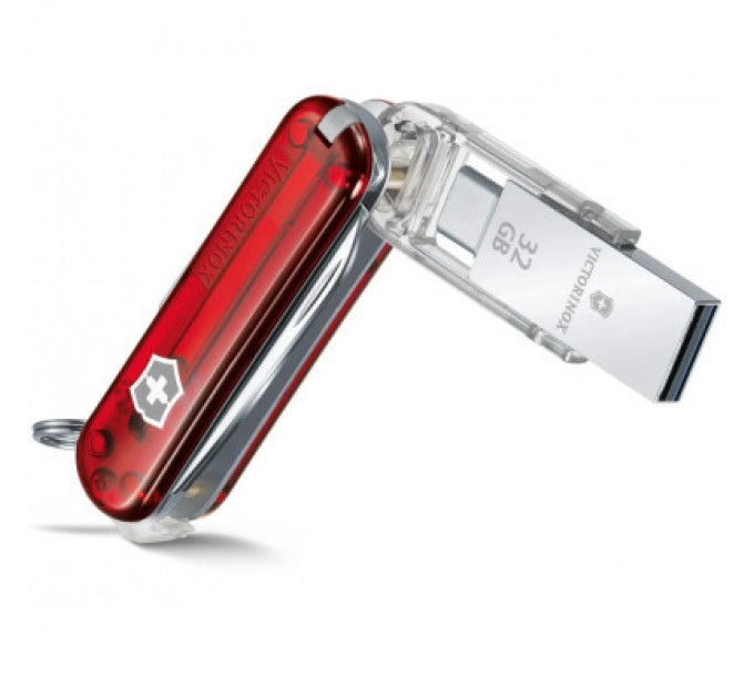 Victorinox Ніж Victorinox VictorinoxWor 58 мм Прозорий червоний USB 3.0/3.1 32 Gb (4.6235.TG32B1)
