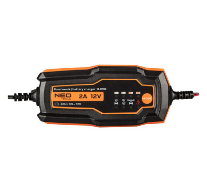 Neo Tools Зарядний пристрій для автомобільного акумулятора Neo Tools 2А/35Вт, 4-60Ач, для кислотних/AGM/GEL (11-890)