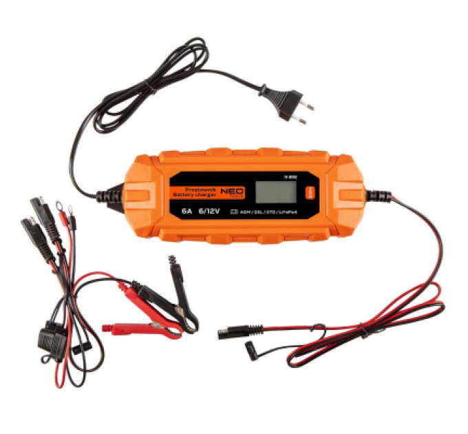 Neo Tools Зарядний пристрій для автомобільного акумулятора Neo Tools 6А/100Вт, 3-150Ач, для кислотних/AGM/GEL (11-892)