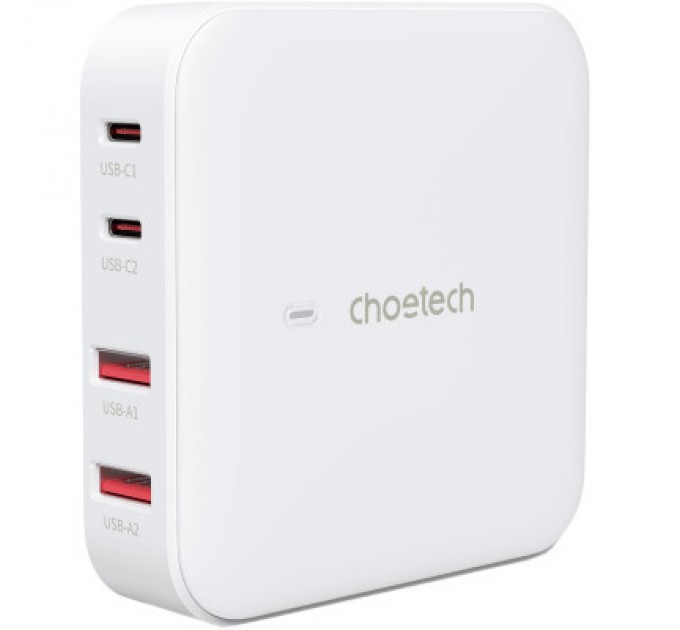 Choetech Зарядний пристрій Choetech GaN 2 USB-A / 2 USB-C 100W QC3.0/PD/PPS (PD8008-EU-WH)